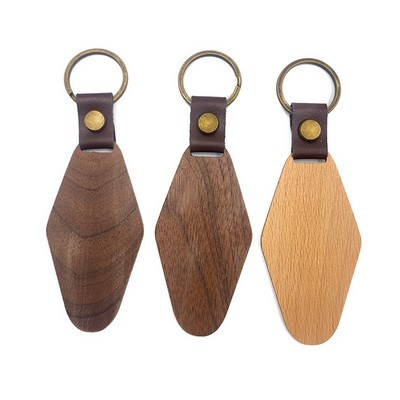 Diamond Engraved Wooden Key Chain