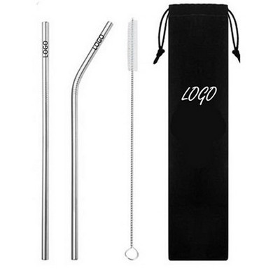 Stainless Steel Drinking Straws with Velvet Pouch