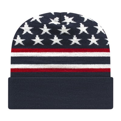 Cap America Flag Knit Cap (Embroidery)