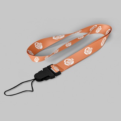 1" Light Orange custom lanyard printed with company logo with Cellphone Hook attachment 1"