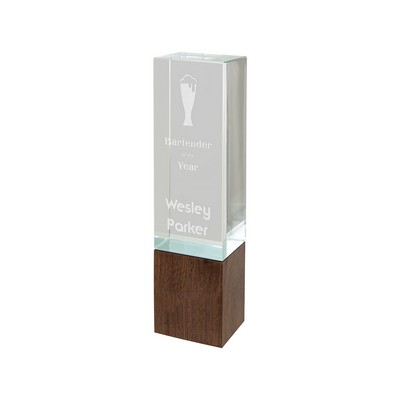 9" Rectangle Sierra Glass Award with Walnut Base