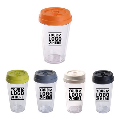 18 Oz. Double Wall Acrylic Coffee Tumbler w/Push Closure