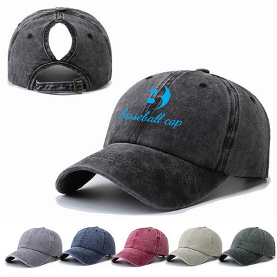 Washed Ponytail Baseball Cap