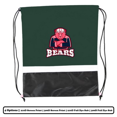 Solid Horizontal Multi-Panel Polyester Drawstring Bag - Screen Print, Heat Press