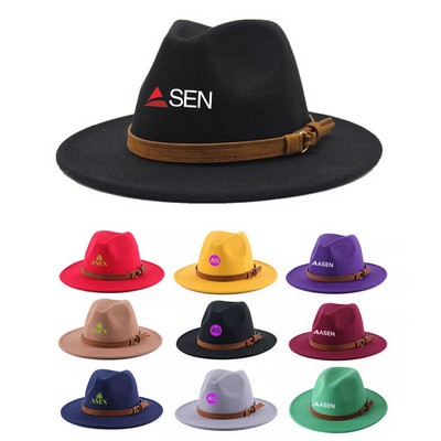 Wool Fedora Hat With PU Leather Band