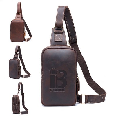 Genuine Leather Diagonal Shoulder Bag For Men