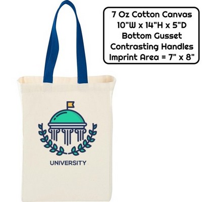 Full Sublimation 7 Oz Poly Canvas Tote Bag - 10"W X 14"H X 5"G; Handle Length: 20"