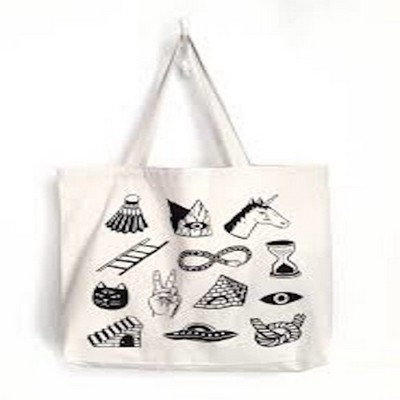 Full Sublimation 12 Oz Poly Canvas Tote Bag - 15"W X 16"H X 3"G; Handle Length: 21"