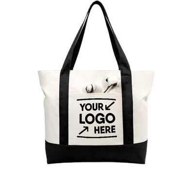 Canvas Tote Bag w/ External Pocket