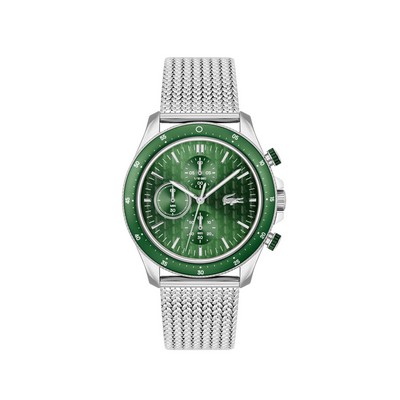 Lacoste™ Neoheritage Gents Green Dial Stainless Steel Watch w/Mesh Bracelet