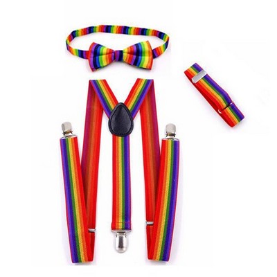 Striped Pride Bow Tie and Suspender Set