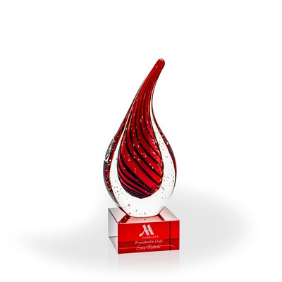 Malden Flame Art Glass Award - Red Base