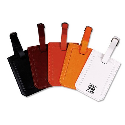 PU Leather Luggage Tag w/Hang-Up Ring