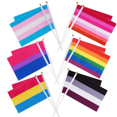 Hand Held Stick Progress Pride Flag