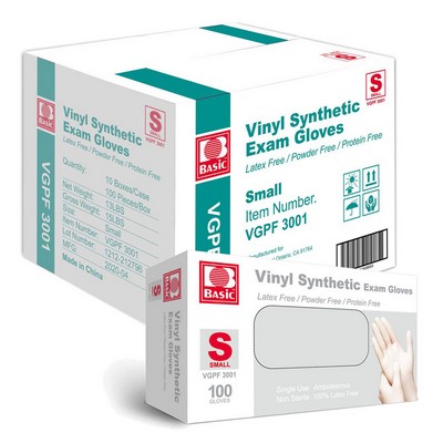 Vinyl Synthetic Clear Exam Gloves (9"x5"x2.4") - Box of 100