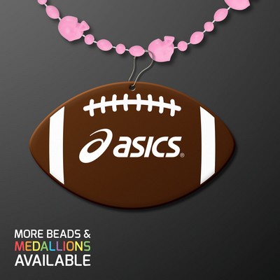 Pastel Pink Football Party Bead Necklaces with Football Medallion - Domestic Print