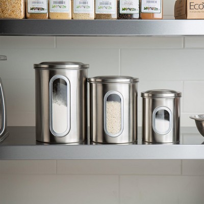 Fox Run Stainless Steel 3-Piece Ingredient Storage Canister Set