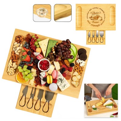 Bamboo Serving Board with Hidden Utensils