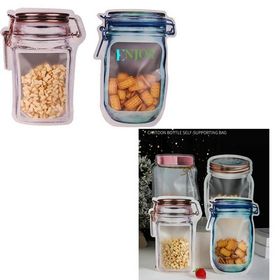 Mason Jar Bottle Shaped Food Snack Storage Bag