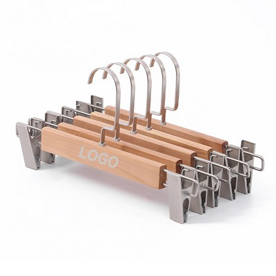 3/5 12" Wooden Trouser Hanger With Clips