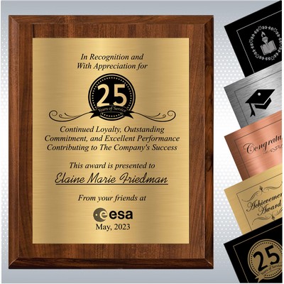 Cherry Finish Wood Personalized Years of Service Gift Award (9"x12")