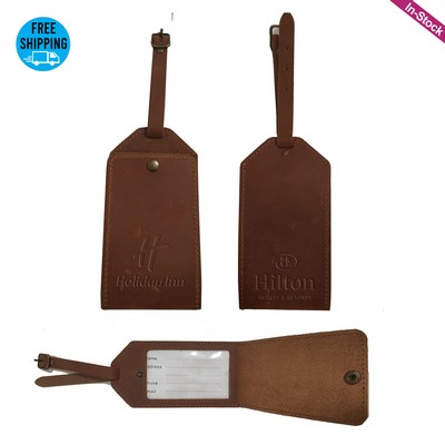 Crazy Horse Leather Luggage Tags