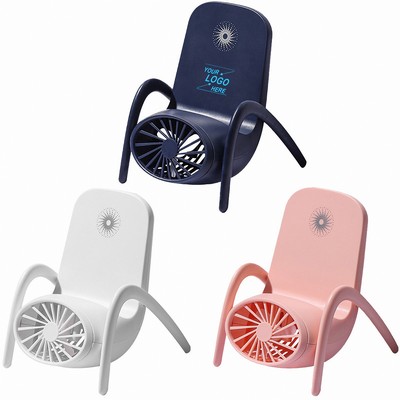 Portable USB Fan with Phone Holder and LED Night Light