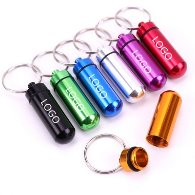 Aluminum Pill Bottle W/ Key Ring