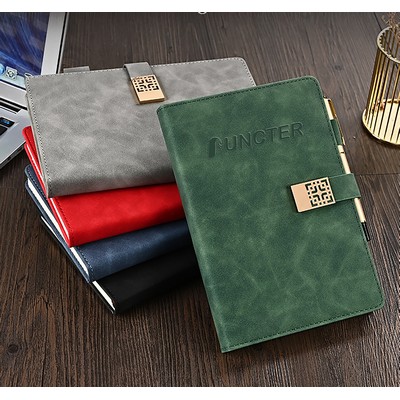 PU Leather A5 Notepad W/Pen Holder