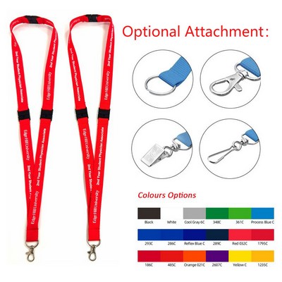 3/4" Dye Sublimation Polyster Lanyards w/Safety Buckle And Lobster