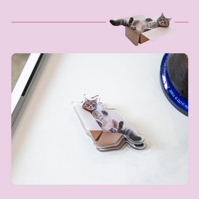 Cute Cat Shaped Acrylic Album Memo Clip Bag Binder Sealing Clip Food Bag Clamp-Two Sides Imprint