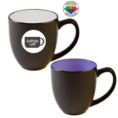 14 Oz. Vitrified Two-Tone Hilo Black/Lavender Bistro Mug - Precision Spot Color-Dishwasher Resistant