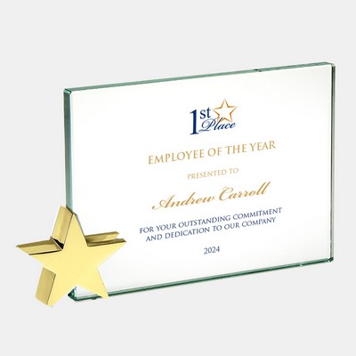 Color Imprinted Jade Achievement Award with Brass Star (M)