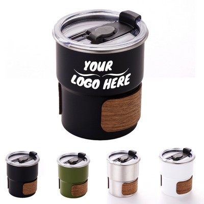 Stainless Steel Coffee Cup W/ Wooden Sleeve