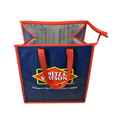 Custom 145g Laminated Woven Insulated Grocery Cooler Bag 13"x15"x10"