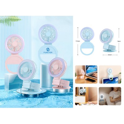 Portable Handheld Fan Desktop Fan USB Rechargeable Table Fan W/Clip And LED Light For Office Outdoor