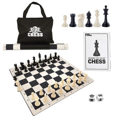 Tournament Chess Set - 20 in. Vinyl Board, Tote, King 3.75 in.