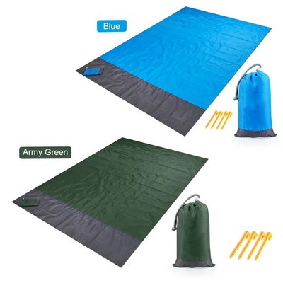 Two-Tone Foldable Waterproof Picnic Beach Blanket W/ a Pouch