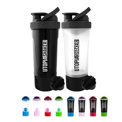 24oz Shaker Bottle With Twist and Lock Protein Box Storage