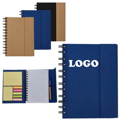 Portable Multi-function Notebook With Note Sticker And Pen