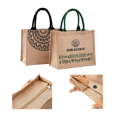 Reusable Jute Tote Grocery Bag