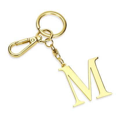 Gold Letter M Keychain Metal Keychain Initial Keychain