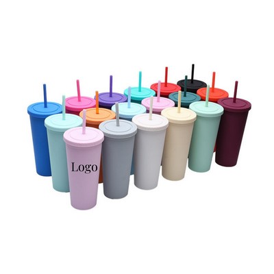 24 oz Double-Layer Frosted Straw Cup