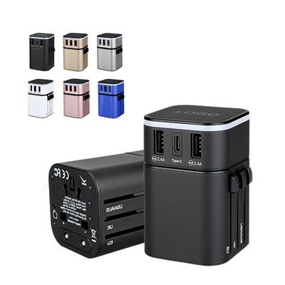 Universal Travel Adapter Light Up Logo