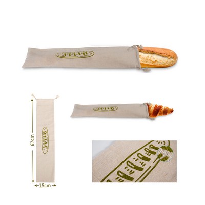 Elongated Linen Bread Bag For Baguette