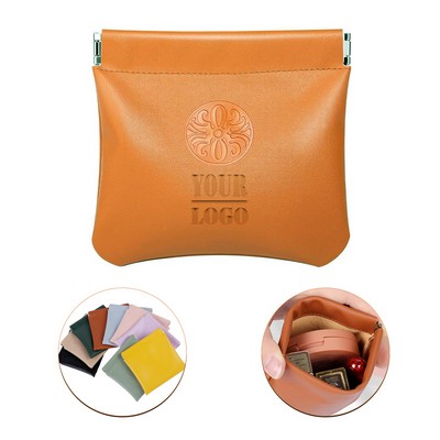 Snap Closure Leather Mini Pouch