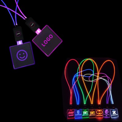 Rainbow LED Lanyards with Glow Light Badge