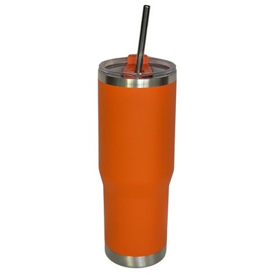 30 Oz. Stainless Double Wall Vacuum Insulated Travel Mug powder coated, orange