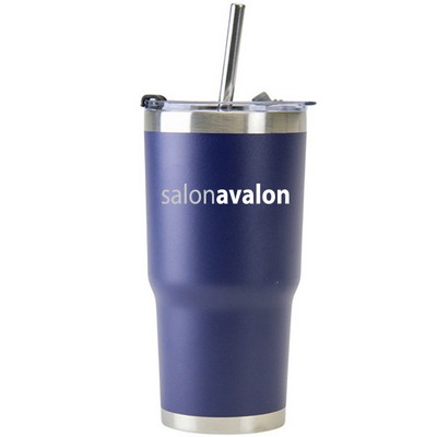 30 Oz. Stainless Double Wall Vacuum Insulated Travel Mug powder coated dark blue