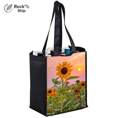 Rock'it 3-Day Full Color Sublimated PET Non-Woven 6 Bottle Tote Bag w/ Gusset - 2 Sided